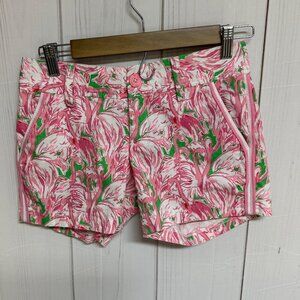 Lilly Pulitzer Callahan Shorts 000 Tropical Coastal‎ Flamingos 5" Resort EUC